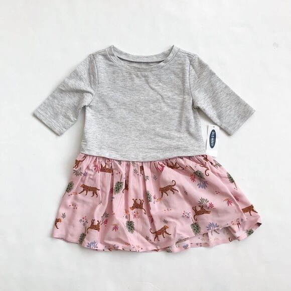 Old Navy NWT jungle  patterned  mix dress 12-18 months - Picture 1 of 5